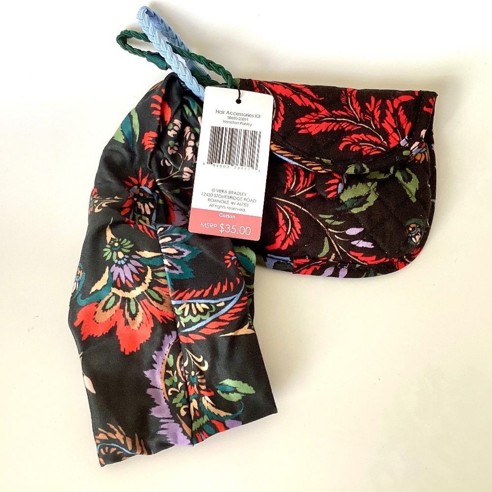Vera Bradley Cotton Hair Accessory Kit (4pc Set) in Venetian Paisley Print New